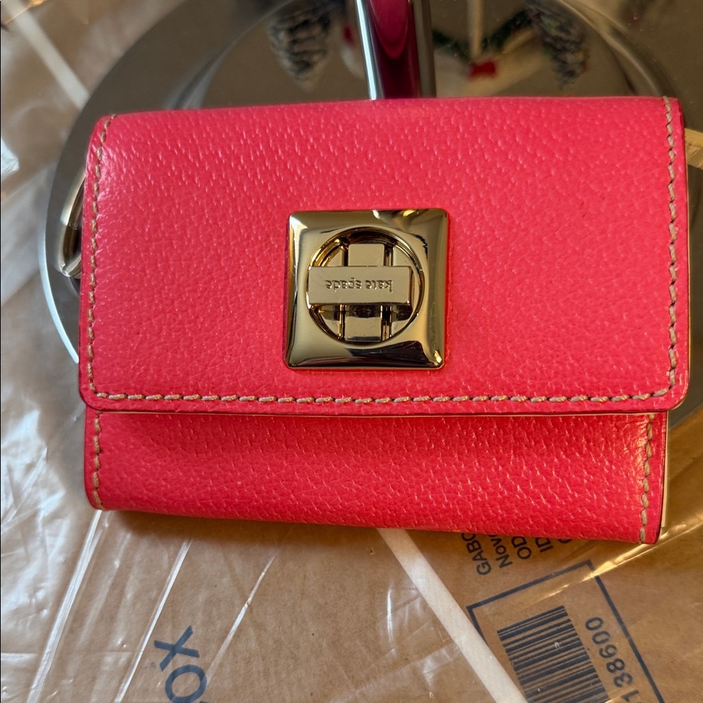 Kate Spade Vibrant Pink Wallet with Gold Clasp